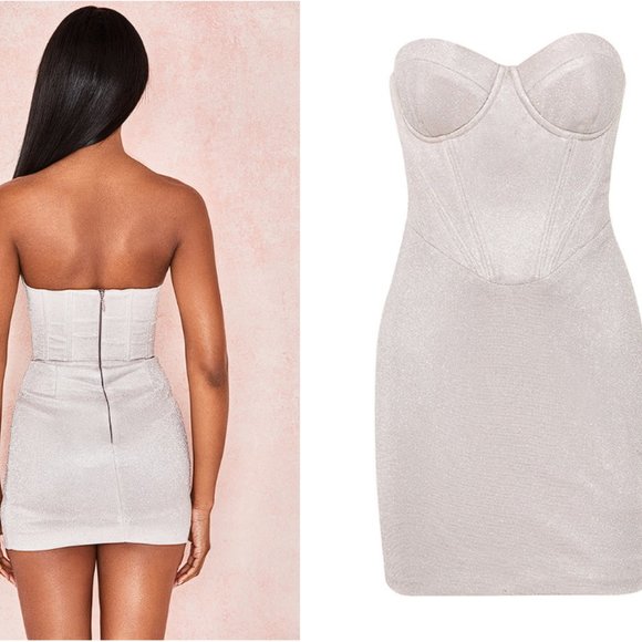 House of CB 'Eevi' Silver Sparkle Corset Dress - Picture 8 of 17